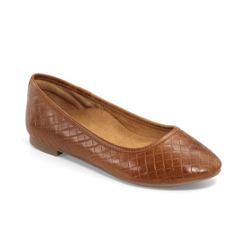 Aetrex Womens Lyla Ballet Flat with Arch Support Flats Cognac - vpC2ljBO2